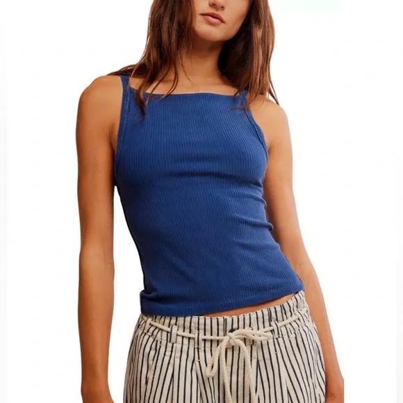 Free People We The Free Mia Tank Royal Blue/ Bellwether/Navy Small NWT