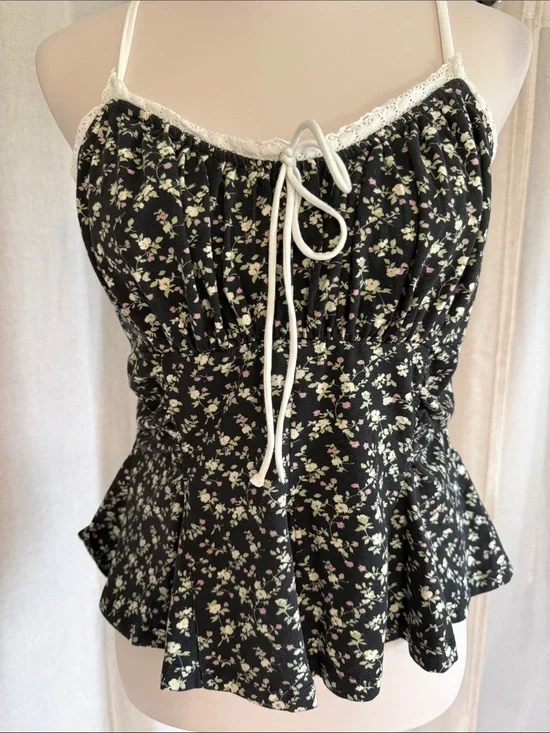 Free People Floral Cross Strap Tank NWT XL