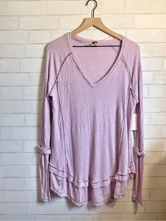 Free People We The Free Drippy Soft Lavender Laguna Thermal Top New