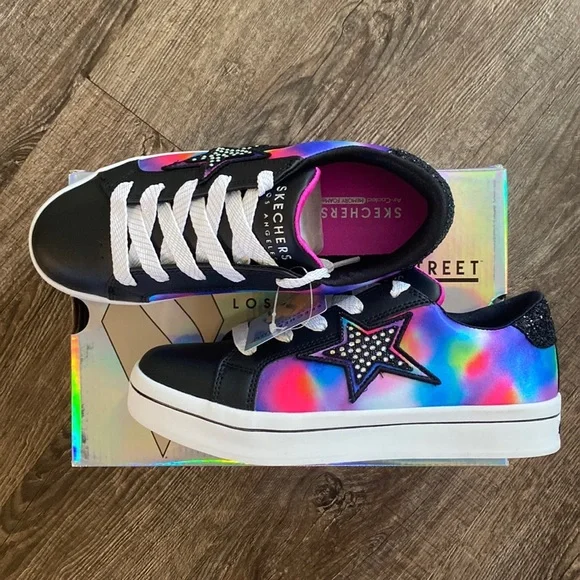 Skechers Shoes Girls Size 5, 6 Black Pink Starry Cloud MultiColored Sneakers