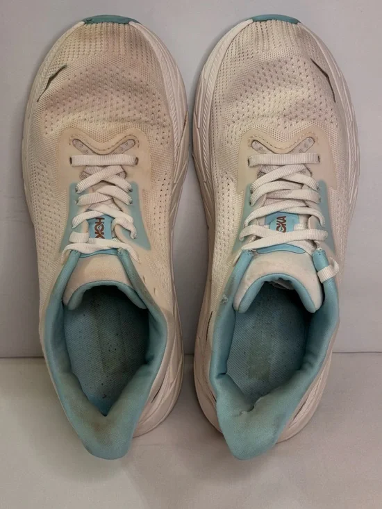 HOKA Women's White & Aqua Blue Running Shoes Sz 7.5