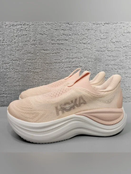 Hoka Skyward Laceless Women's Size US 7B Rose Latte/Rose Cream Recovery Shoes