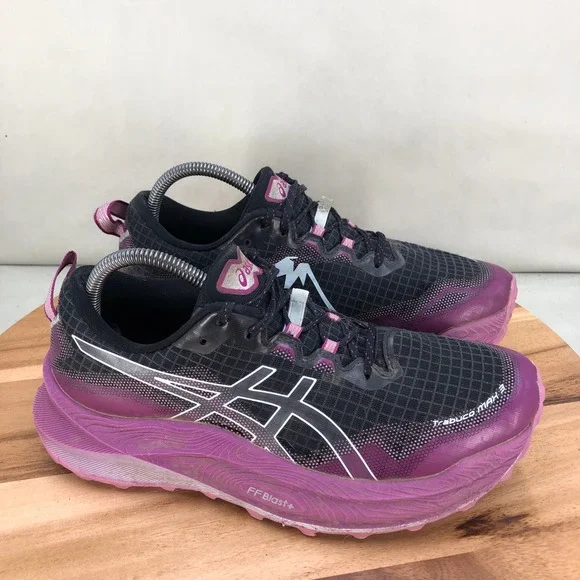 Asics Trabuco Max 3 Trail Running Shoes Womens 10 Black Purple 1012B606