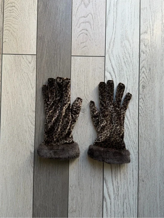 Thinsulate Leopard Print Faux Fur Lined Gloves - Tan & Brown O/S