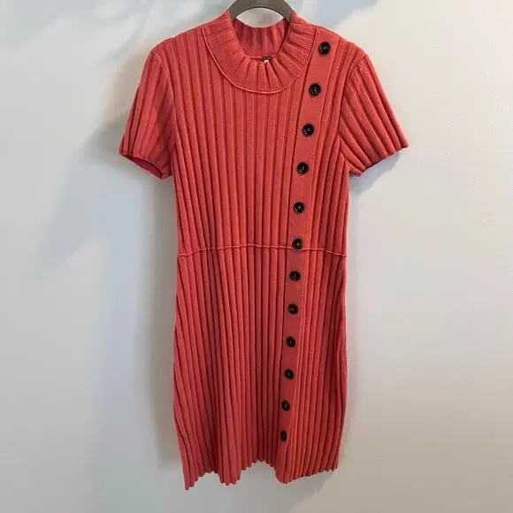 Free People Coral Lottie Rib Dress Size M