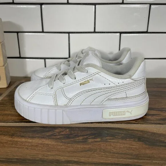 Puma Cali Star Toddler Boys Size 9C Shoes White Faux Leather Slip On Sneakers