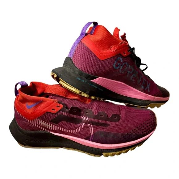 Nike React‎ Pegasus Trail GTX 4 Gore-Tex Maroon Orange Running Shoe US Women's 8