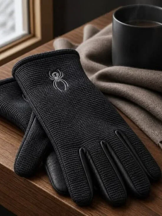 Spyder Women's Black Winter Gloves Size Small Leather Palm Cold Weather Gloves