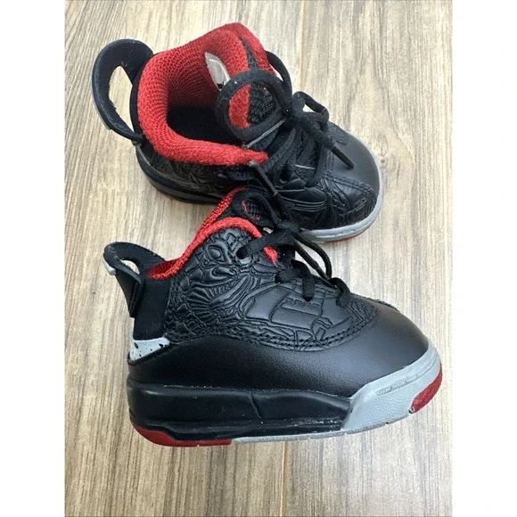 Nike Air Jordan Dub Zero‎ Black Cement Red Sneakers 311072-013 Toddler 3C
