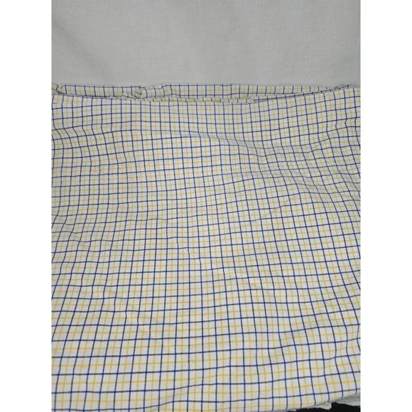 Lauren Ralph Lauren Yellow/Blue Check  QUEEN FLAT SHEET 100% Cotton. EUC