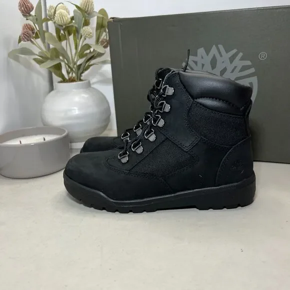 Timberland Field 6-Inch Hiking Boot Black Nubuck 44990/A6098 Boys US 3.5 NWB