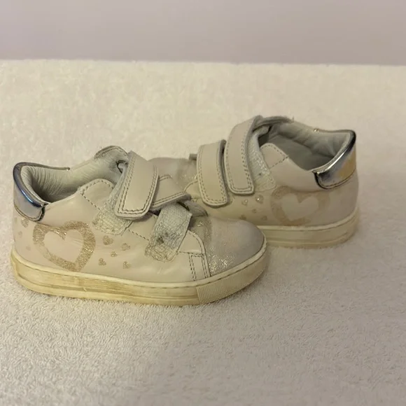 Alcott Cream and Silver Velcro Sneakers
