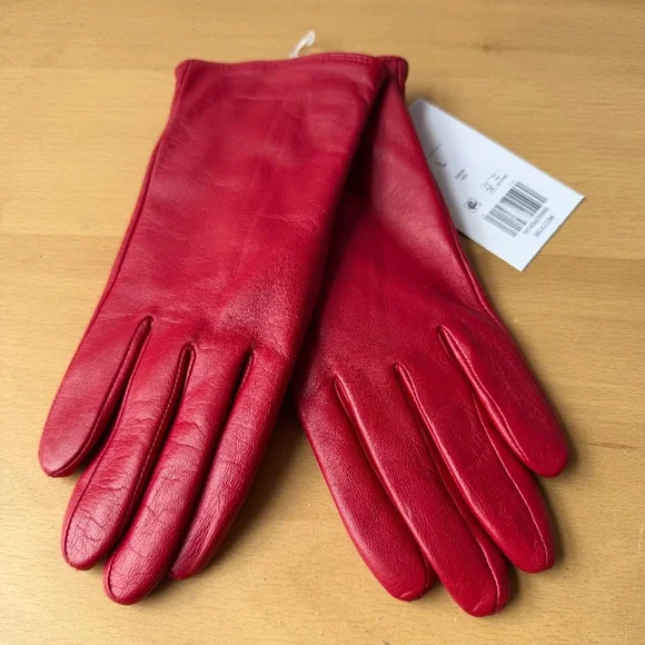 BELK RED Leather Women’s Gloves Touch Screen Compatible Size L BRAND NEW W/ TAGS
