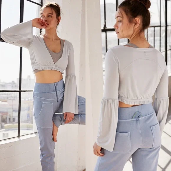 NWT Free People Movin On Up Bell Sleeve Crop Top