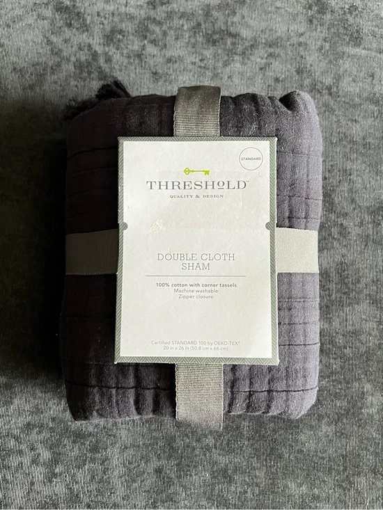 NWT Threshold Black Double Cloth Sham- standard size