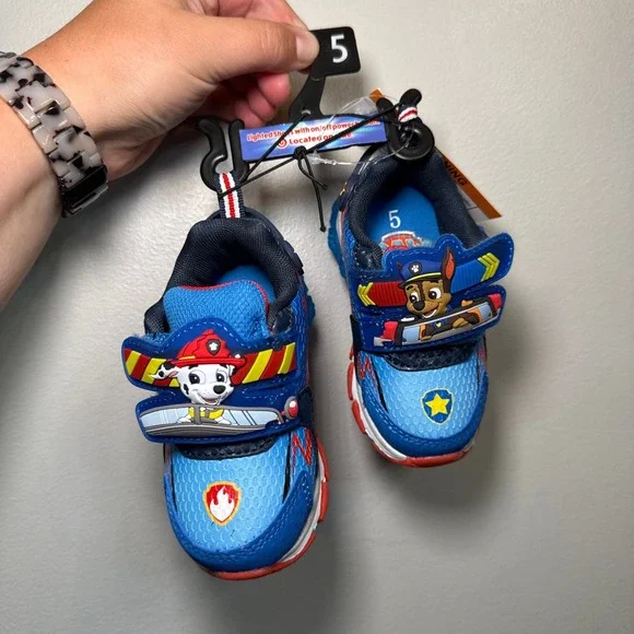Paw Patrol Toddler Light Up Sneakers Blue Red Marshall Chase Size 5 NEW