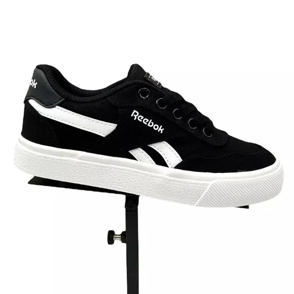 Reebok Little Boys Tech Canvas Casual Sneakers Size 12 Black/White Lace up Shoes