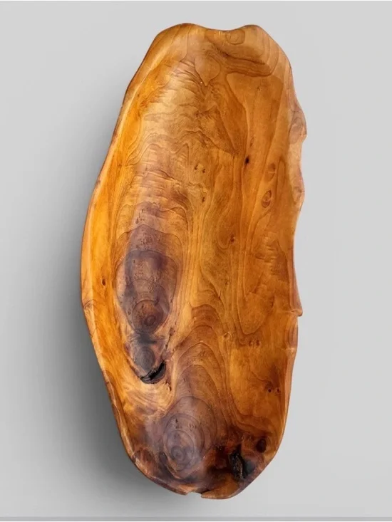 Hand Carved Solid Wood Catchall Bowl Organic Freeform Tray