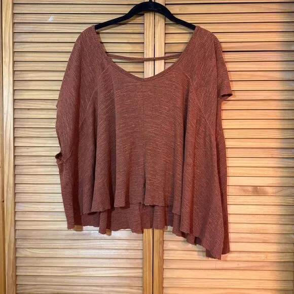 Free People Terracotta Knit Top XS