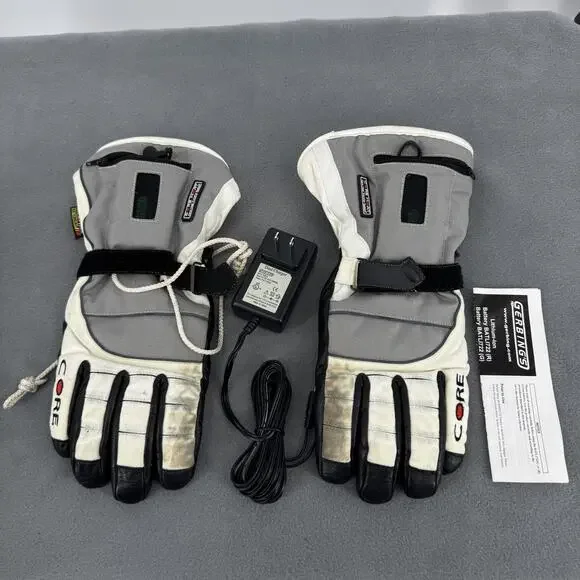 Gerbing's Core Heat S2‎ Battery Heated Gloves Womens M Gray White Motorcycle 7V