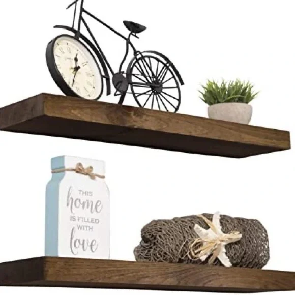 New Open Box 15” x 5.5” Dark Walnut Floating Shelves (2)