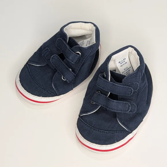 💙 Janie & Jack Navy Canvas Crib Shoes — 18–24 Months