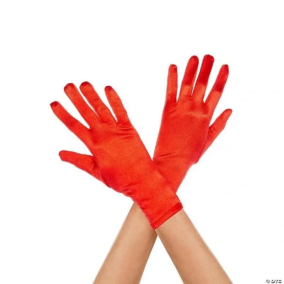 Red satin gloves