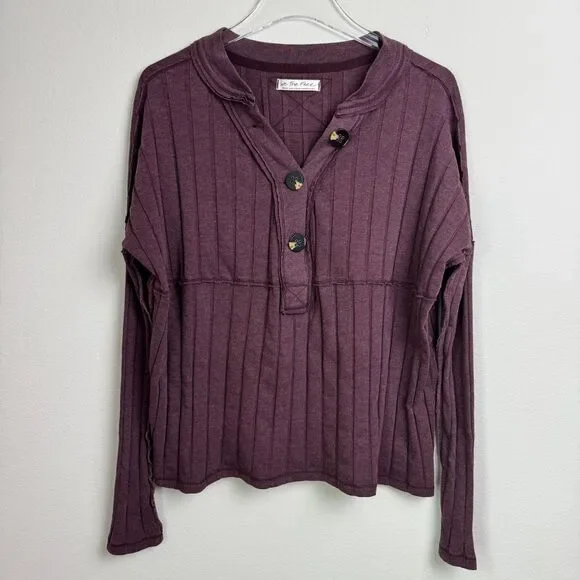 Free People In the Mix Henley Top Sz S Long Sleeve