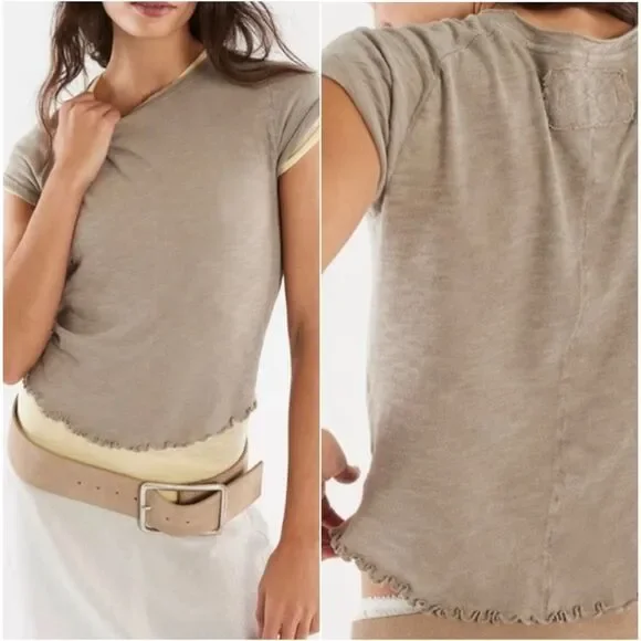 Free People X We The Free Be My Baby Tee shirt in tropical nut womens M NEW