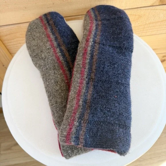 Handmade Long Mittens Up-Cycled Wool Sweaters and Fleece Lining Cozy‎ Warm