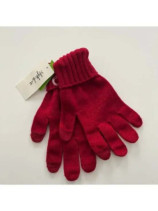 Style & Co metallic knit gloves red