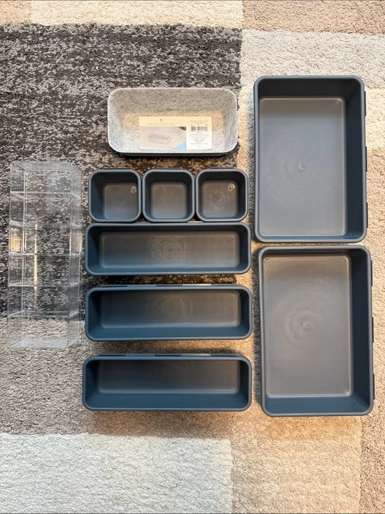 Drawer organizers (10 pieces), grey and clear NEW!