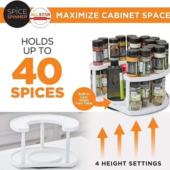 All Star Kitchen Spice Spinner Organize 4 Heights 40 Spices Brand New