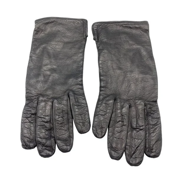 Vintage Coach womens leather driving gloves size 7.5 black silk lined Italy