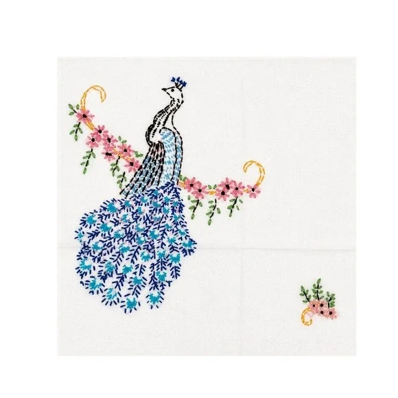 Vintage Cannon King PillowCases Handmade Embroidery Peacock NeedlePoint 30.5x21