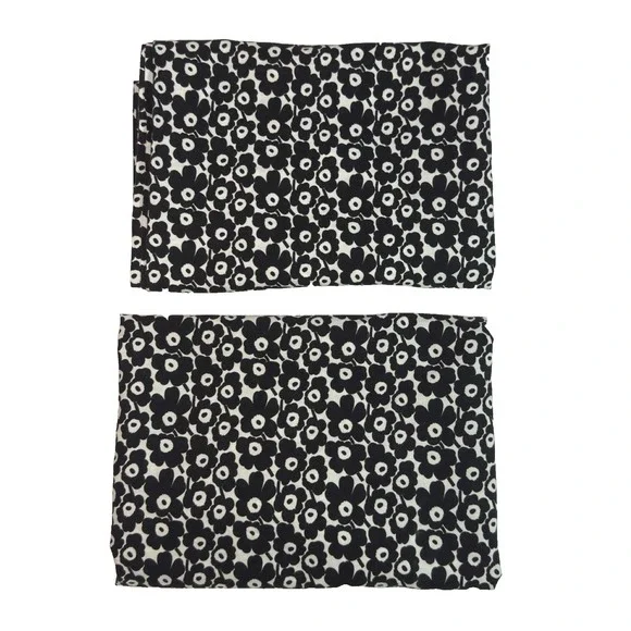 Marimekko Pillowcase Set Unikko KING Black White Floral Cotton