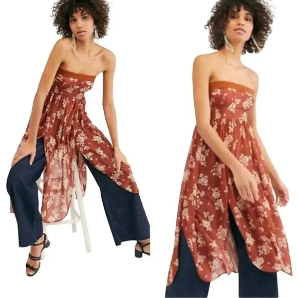 Free People Kitty Tube Floral Tunic Dress L