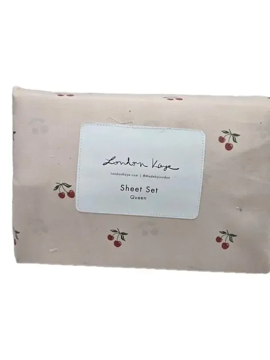 London Kaye QUEEN Sheet Set Cherries NEW! Coquette Tween Retro Retail $58
