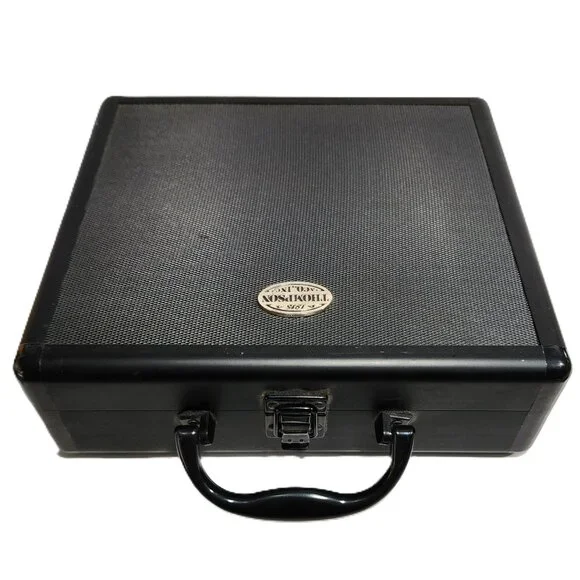 1915 Thompson & Co. Inc. Black & Silver Metal Travel Humidor Cigar & Acces Case