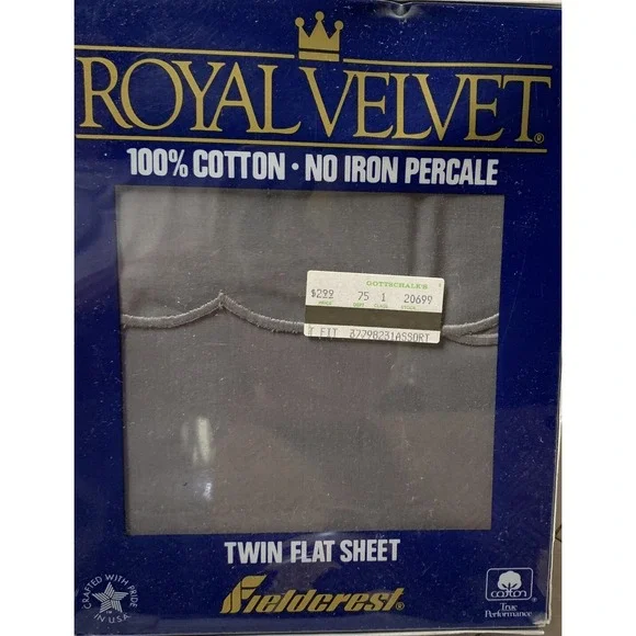 Vintage Fieldcrest Royal Velvet Twin Flat Sheet 100% Cotton Percale Made in USA