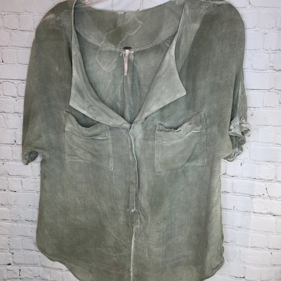 Free People We The Free‎ Batwing Burnout Shirt Sage Green Size S