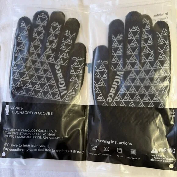 NWT ViGrace Black Winter Touchscreen Gloves Large