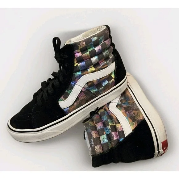 Vans Iridescent Checkerboard Men's 5.5‎  High Top Skateboard Shoe Off The Wall