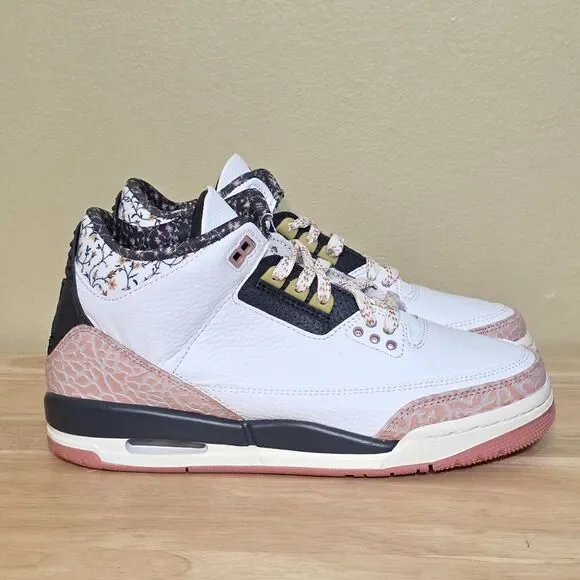 Nike Air Jordan 3 Retro GS Vintage Floral White Pink 441140-100 Youth 6.5Y 8W