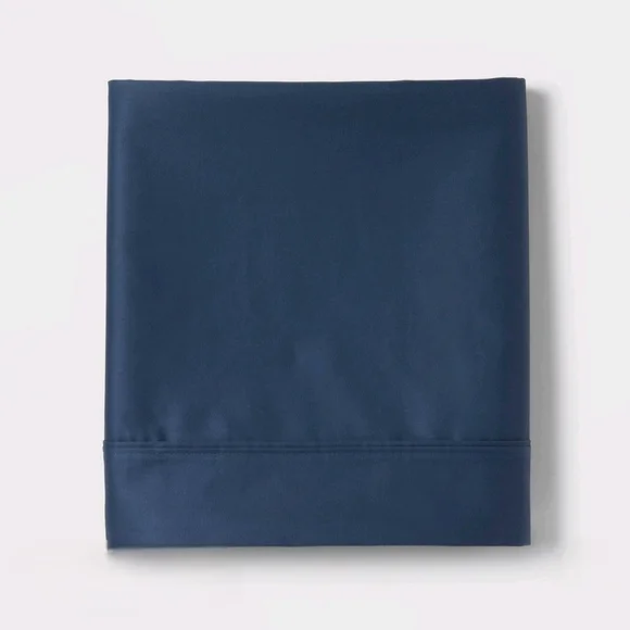 Threshold Twin XL 400 Thread Count Performance Flat Sheet Metallic Blue