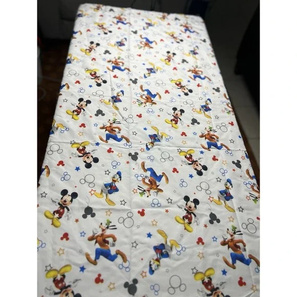 Disney Mickey Mouse Toddler Sheet Set Fitted Flat Sheet Pillowcase 3 Pc EUC