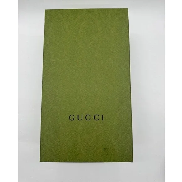 Gucci Green Damask Empty Shoe Box with Tissue and Card 14.5x8x5.5 Luxury Storage