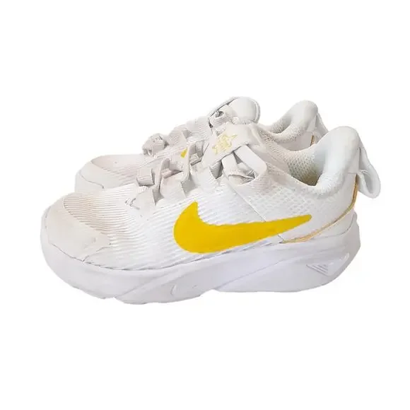 Nike Star Runner 4 Low Top Sneakers Baby 6C Toddler Running Shoes White Yellow