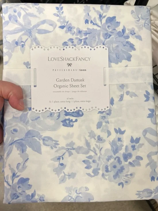 Pottery Barn Teen LoveShackFancy Garden Damask Sheet Set Twin XL Blue NWT