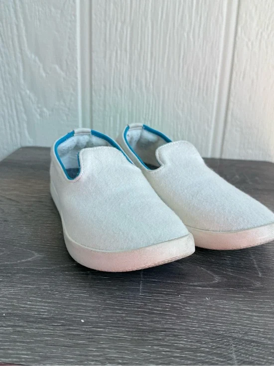 allbirds Kids White Slip-On Sneakers with Blue Trim